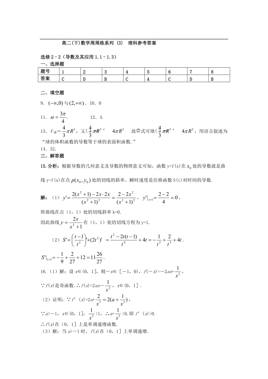 高中数学《导数的实际应用》同步练习1 新人教B版选修2-2_第4页