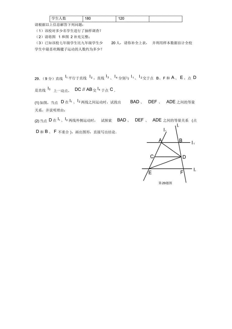 人教版七年数学下册《期末试卷》附答案_第5页