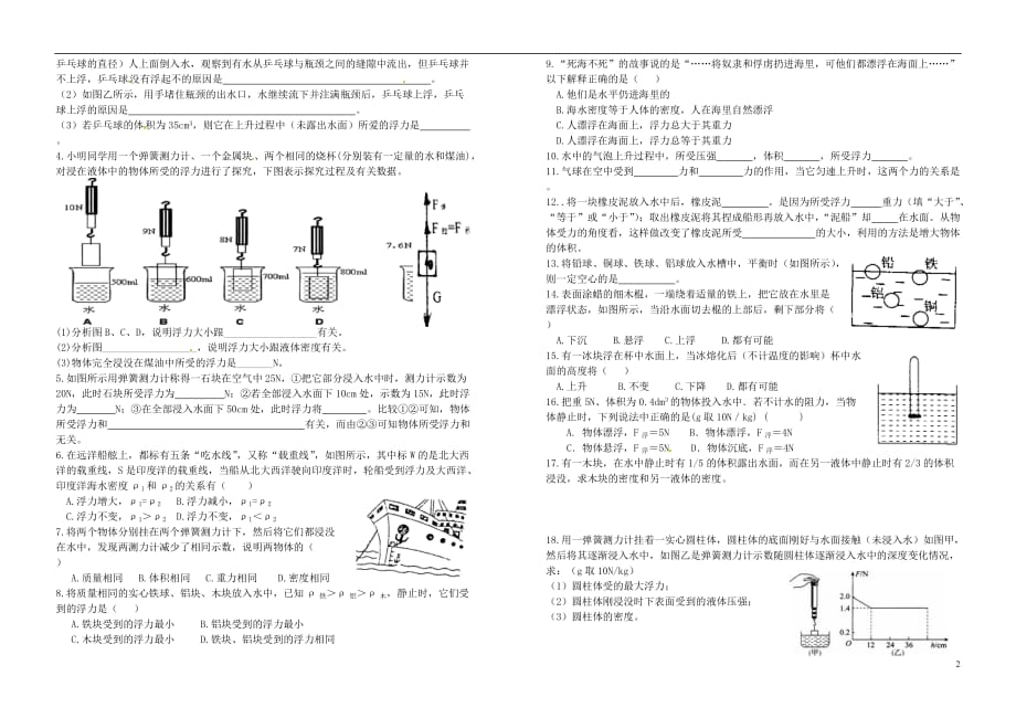 湖北松滋实验初级中学九级物理浮力复习教学案.doc_第2页