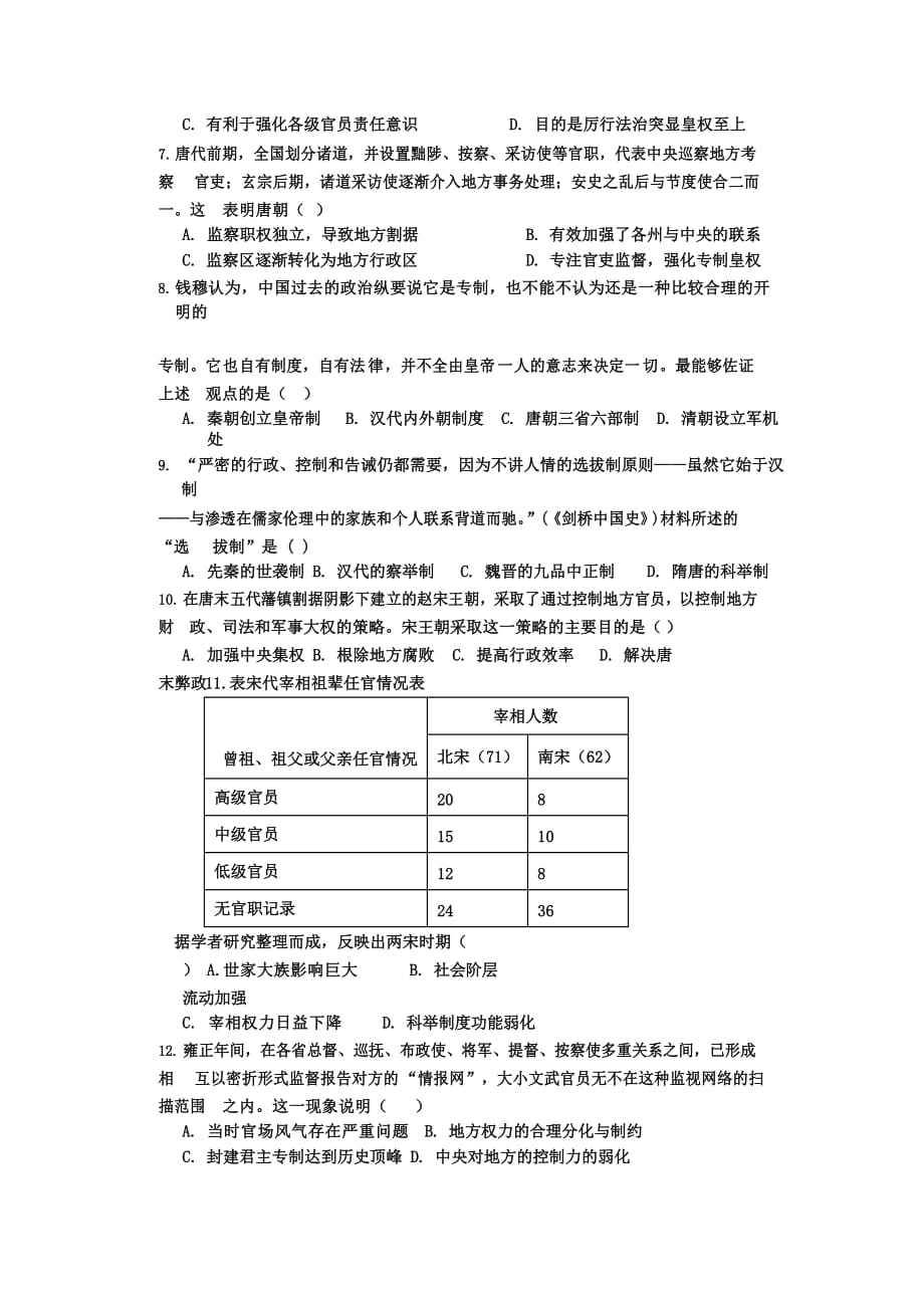 2020届山东邹城实验中学高二历史下学期线上测试题_第2页
