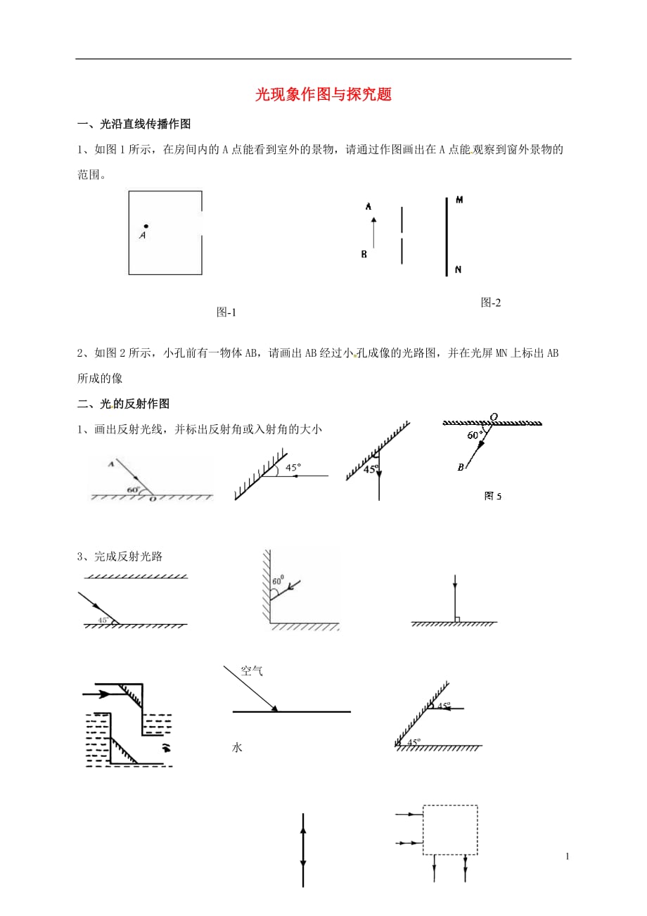 江苏江句容华阳八级物理周周练15光现象作图专项练习苏科 1.doc_第1页