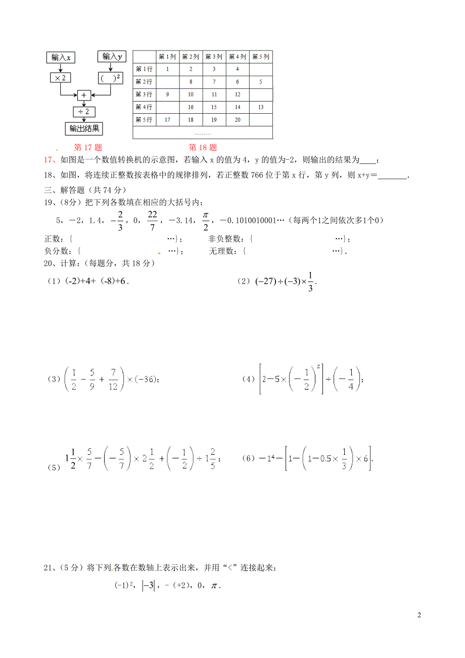 江苏射阳外国语学校七级数学第一次月考苏科 1.doc_第2页