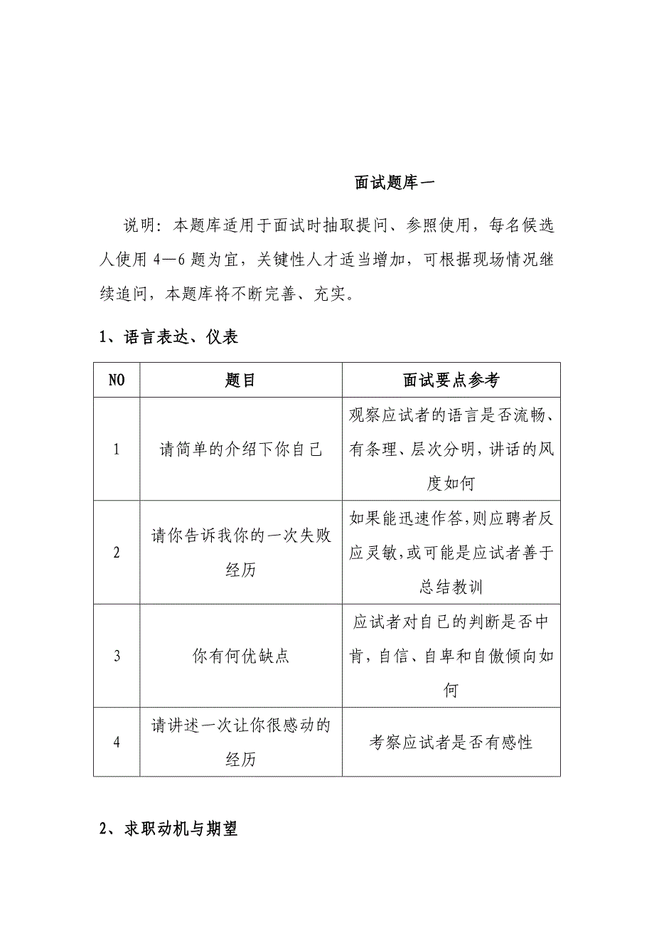 公司企业招聘结构化面试纬度及面试题库_第3页