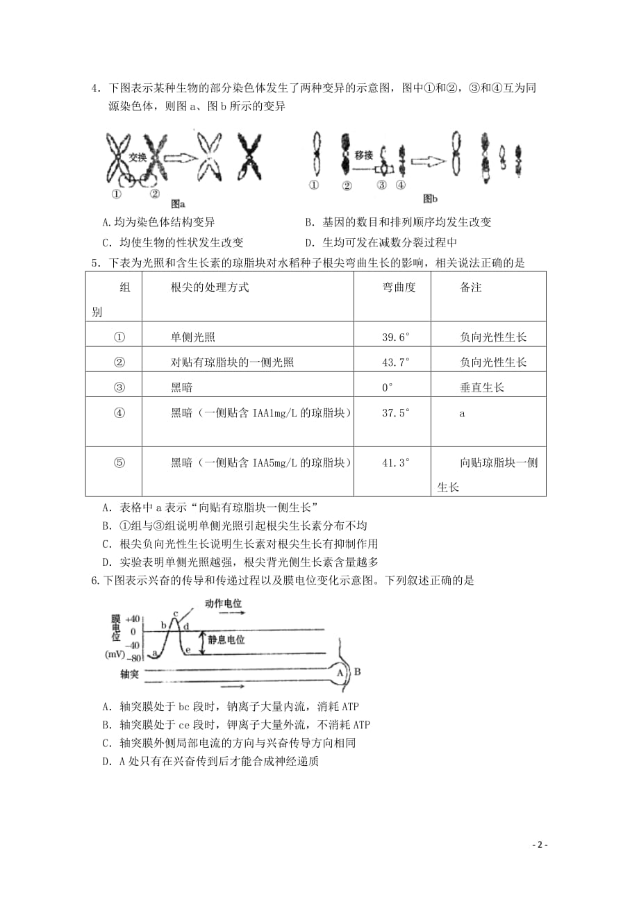 山东省济南市2013届高三理综第四次诊断性测试（生物部分）中图版.doc_第2页