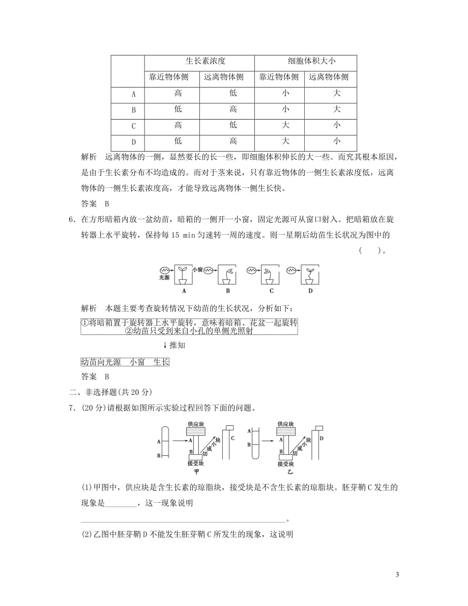 【创新设计】2013届高中生物 3-1植物生长素的发现活页规范训练 新人教版必修3.doc_第3页