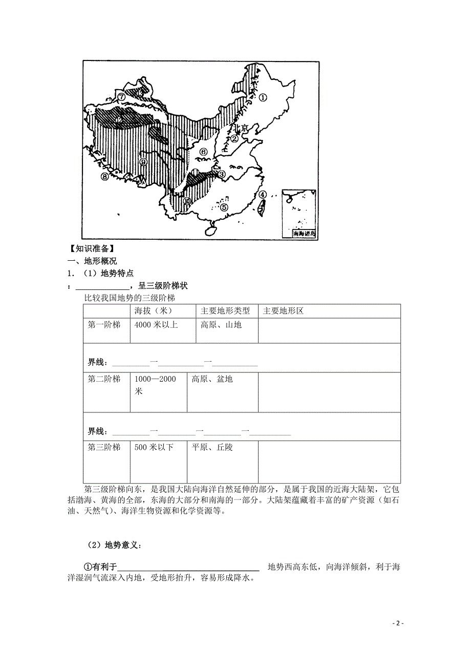 山东省聊城市高中地理 中国的地形学案 鲁教版必修3.doc_第2页