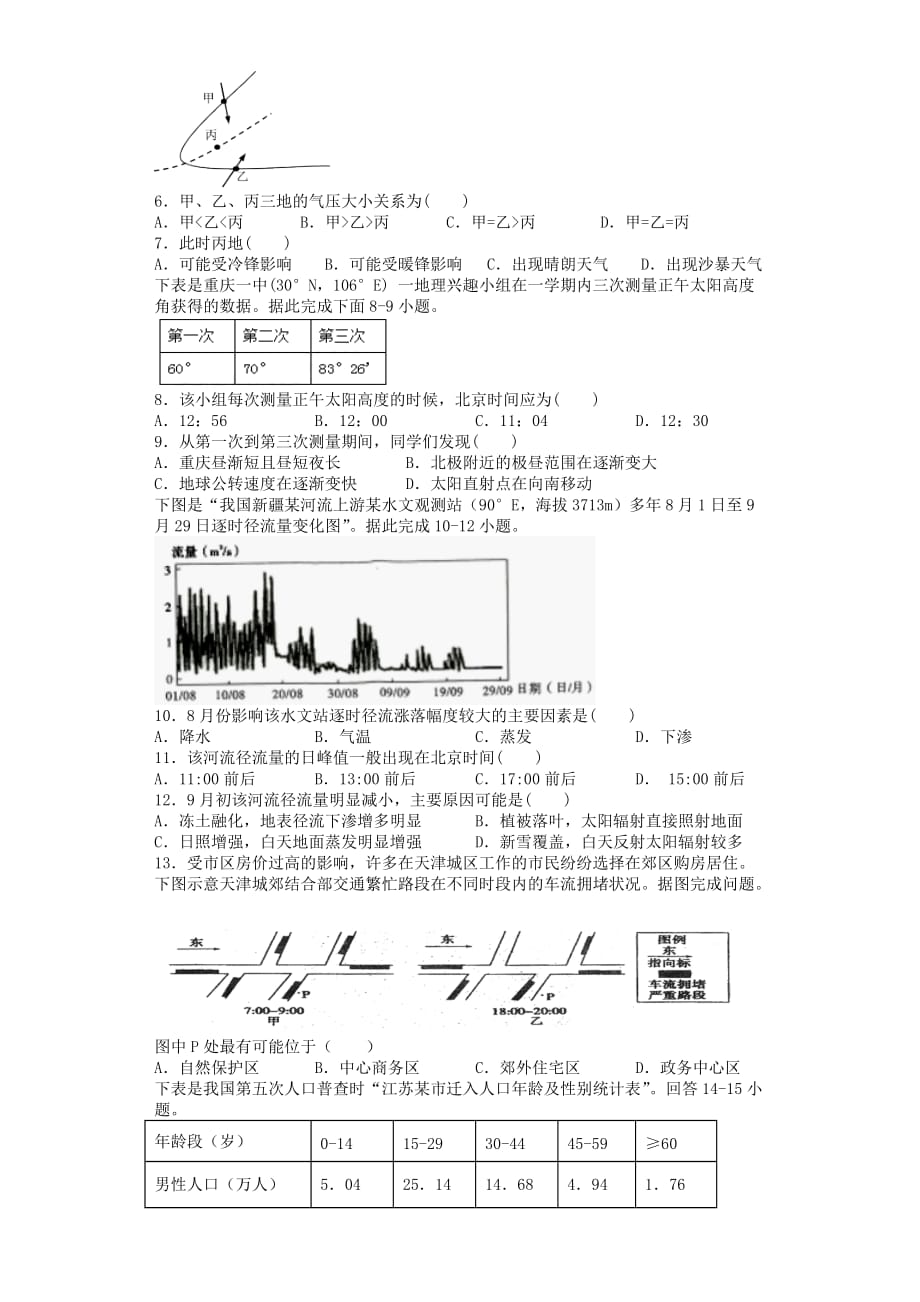 湖南省双峰县第一中学2019-2020学年高一地理下学期入学考试试题_第2页