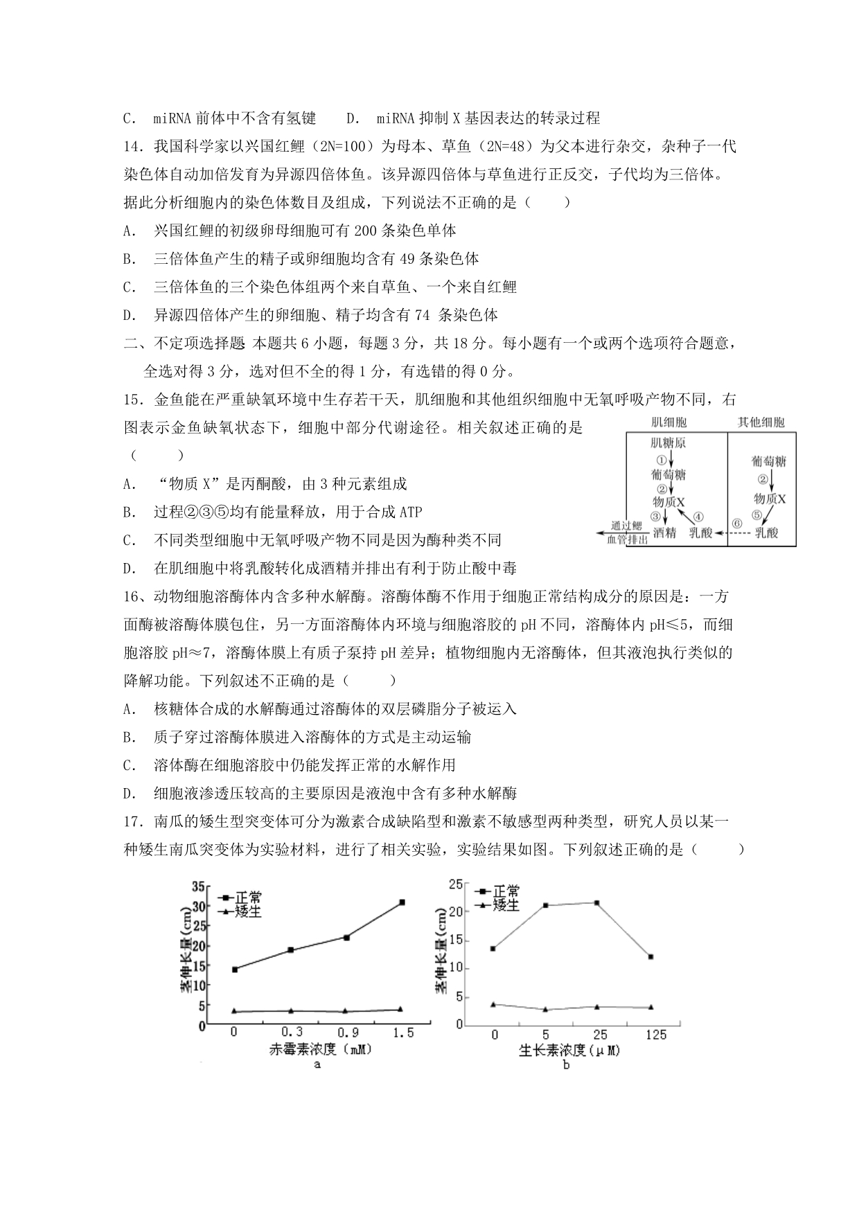 山东省济南外国语学校2020届高三生物寒假测试试题三[含答案].doc_第4页