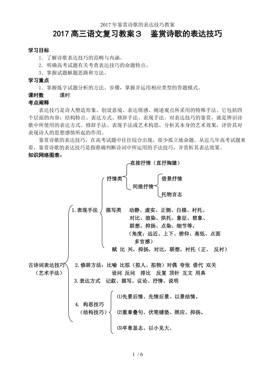 鉴赏诗歌的表达技巧教案_第1页