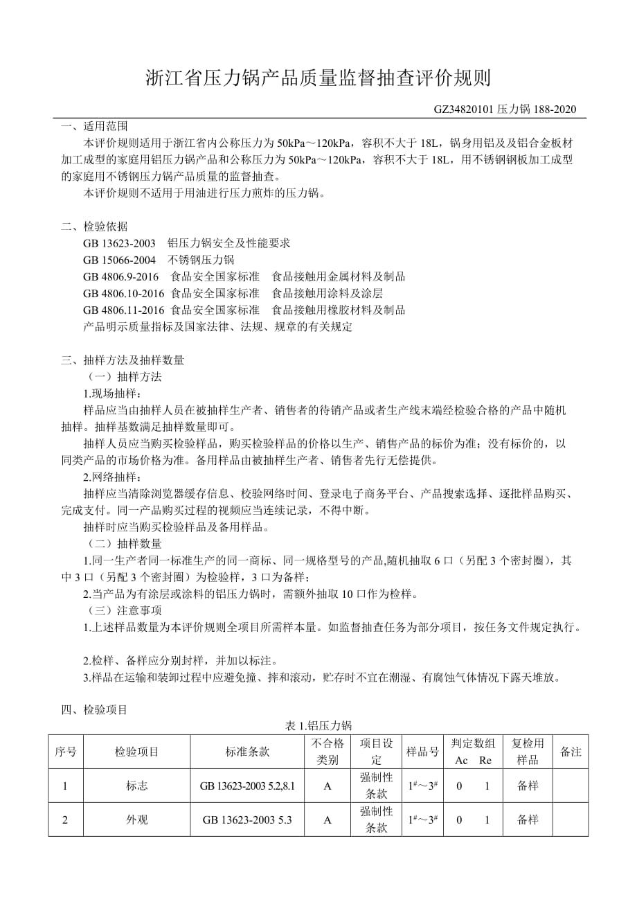 浙江省产品质量监督抽查评价规则-压力锅_第2页