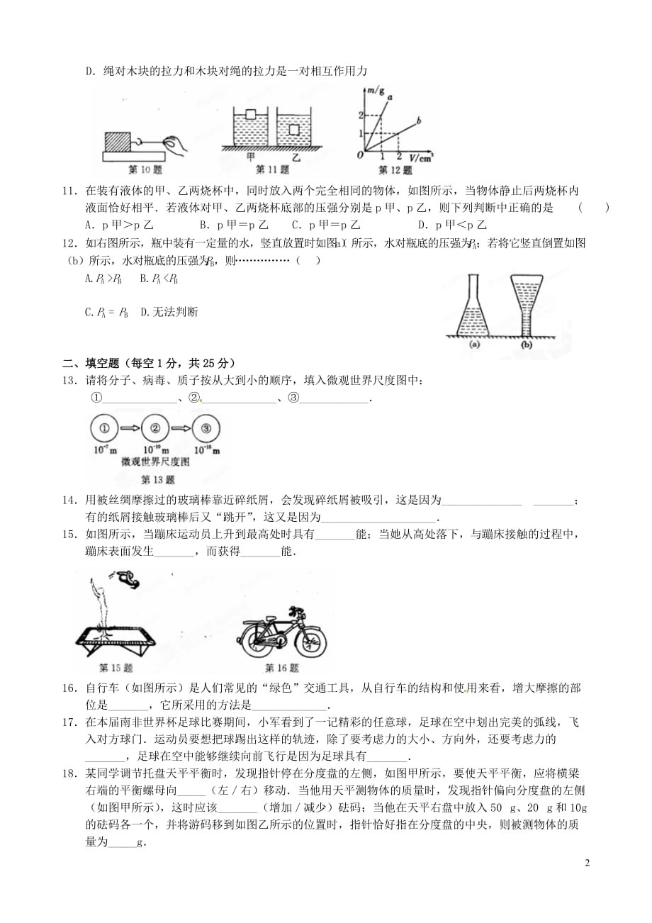 江苏省连云港市马陵山中学2012-2013学年八年级物理下学期第二次阶段性检测试题 新人教版.doc_第2页