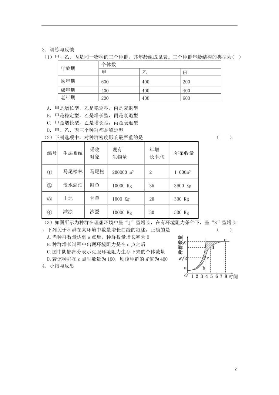 江苏省盐城市高中生物种群教学案苏教版必修3_第2页