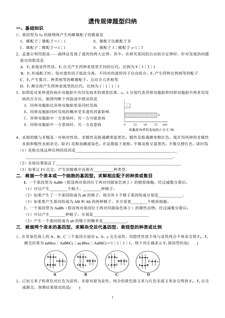 遗传规律题型归纳.doc_第1页