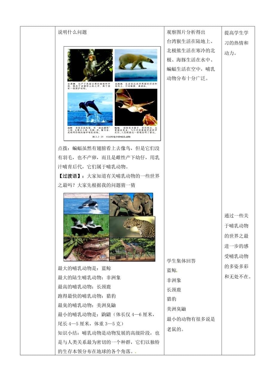 2020年秋七年级生物上册 第2单元 第2章 第2节 脊椎动物的主要类群（第三课时）教学案（无答案）（新版）济南版_第5页