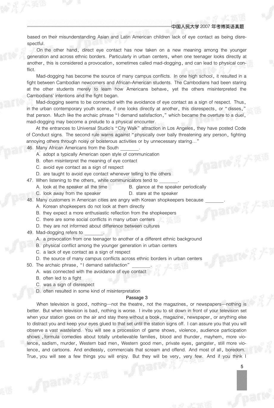 中国人民大学2007年考博英语真题及答案详解.pdf_第5页