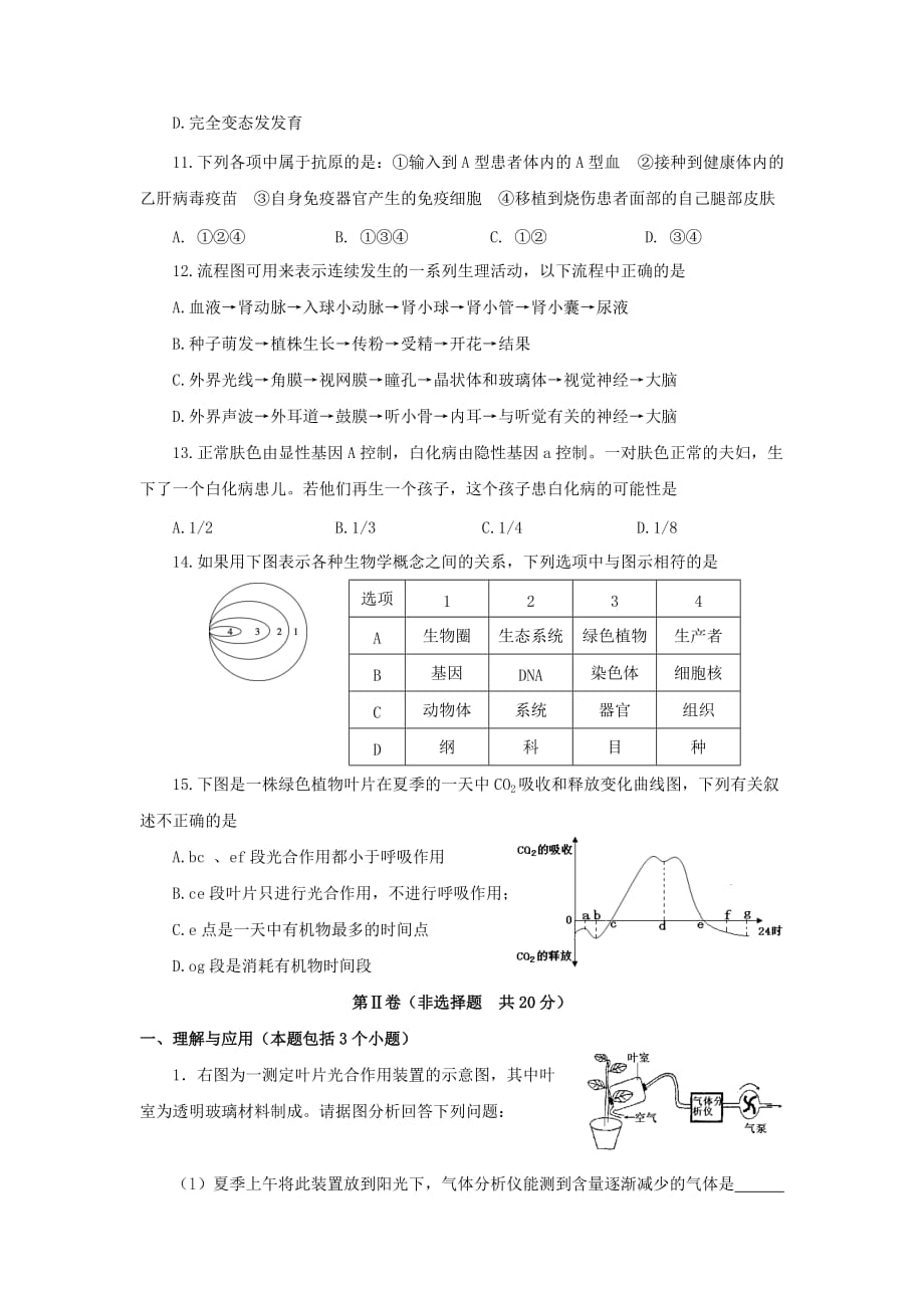 山东省2020年中考生物仿真模拟试卷二_第3页