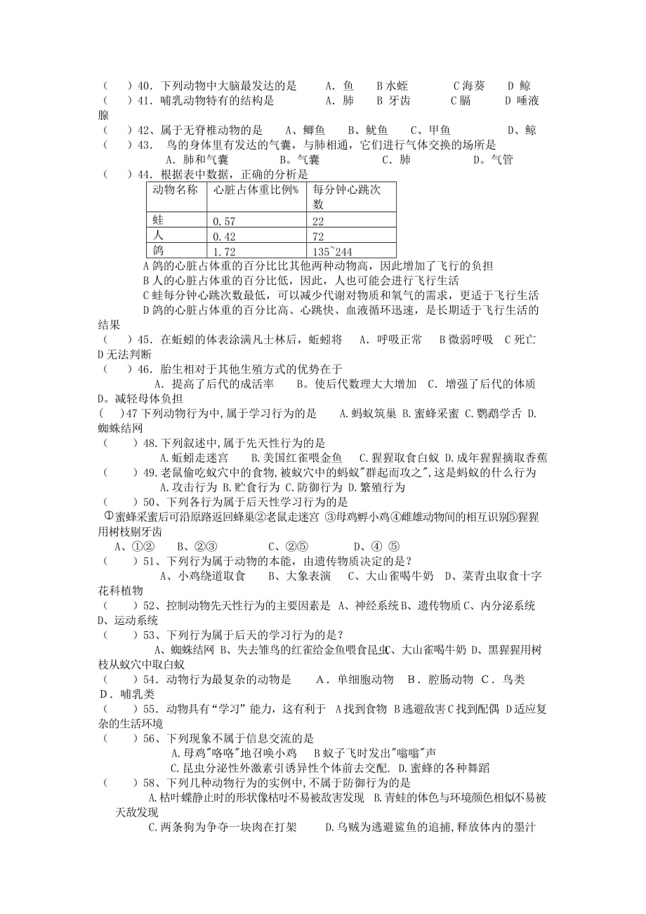 2020年中考生物知识点专题复习检测11（无答案）_第4页