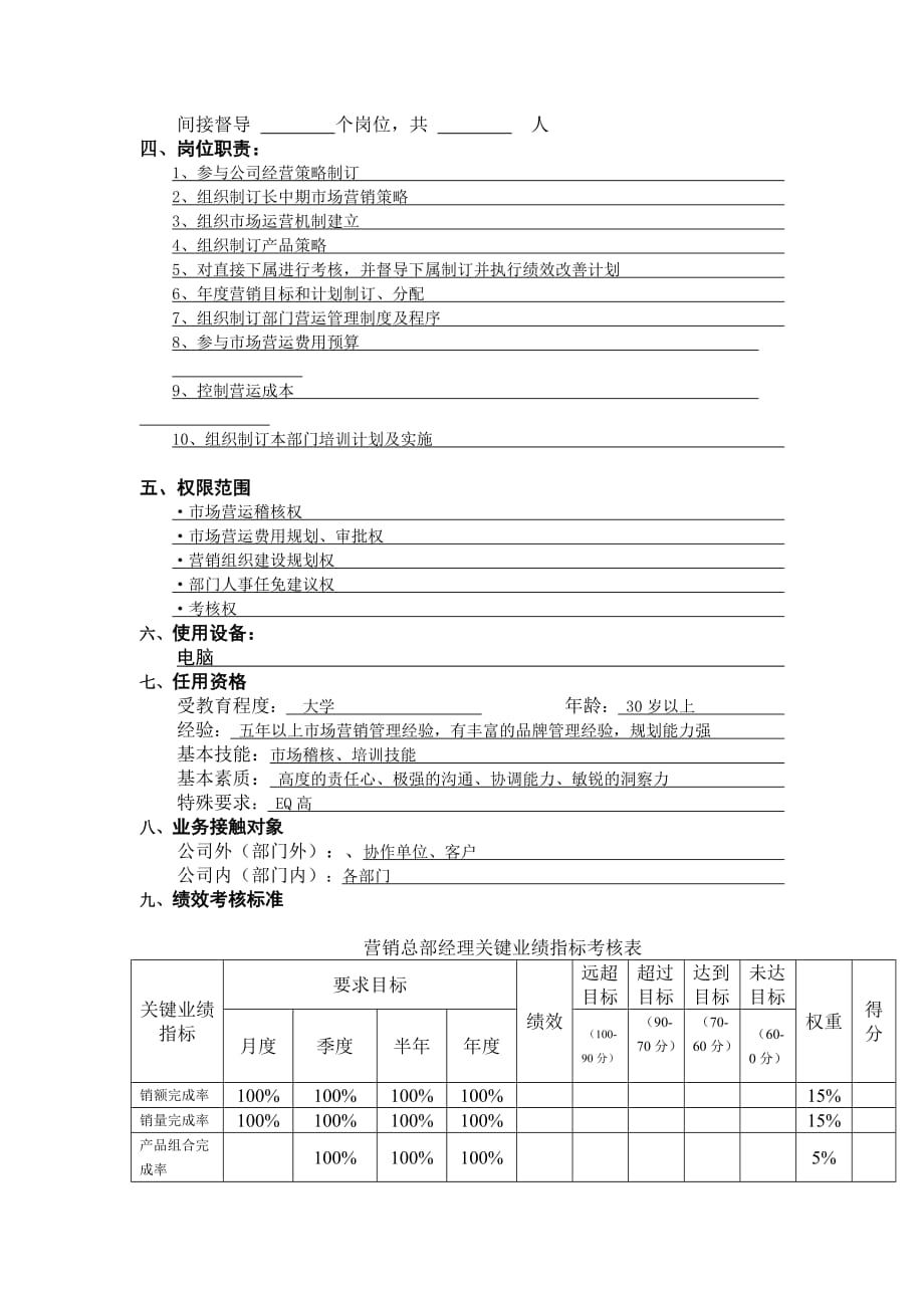 202X年市场营销部重要用户专职岗位描述14_第2页