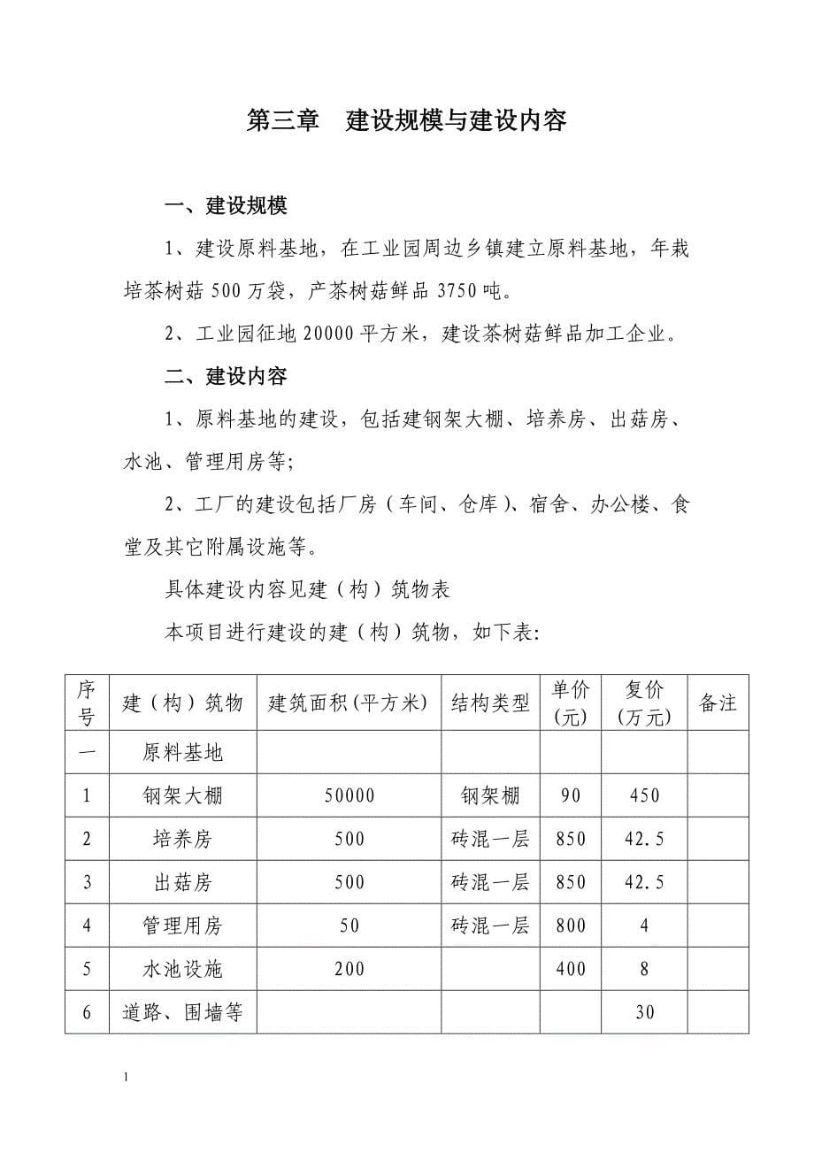 茶树菇生产加工基地项目建议书文章教学讲义_第5页