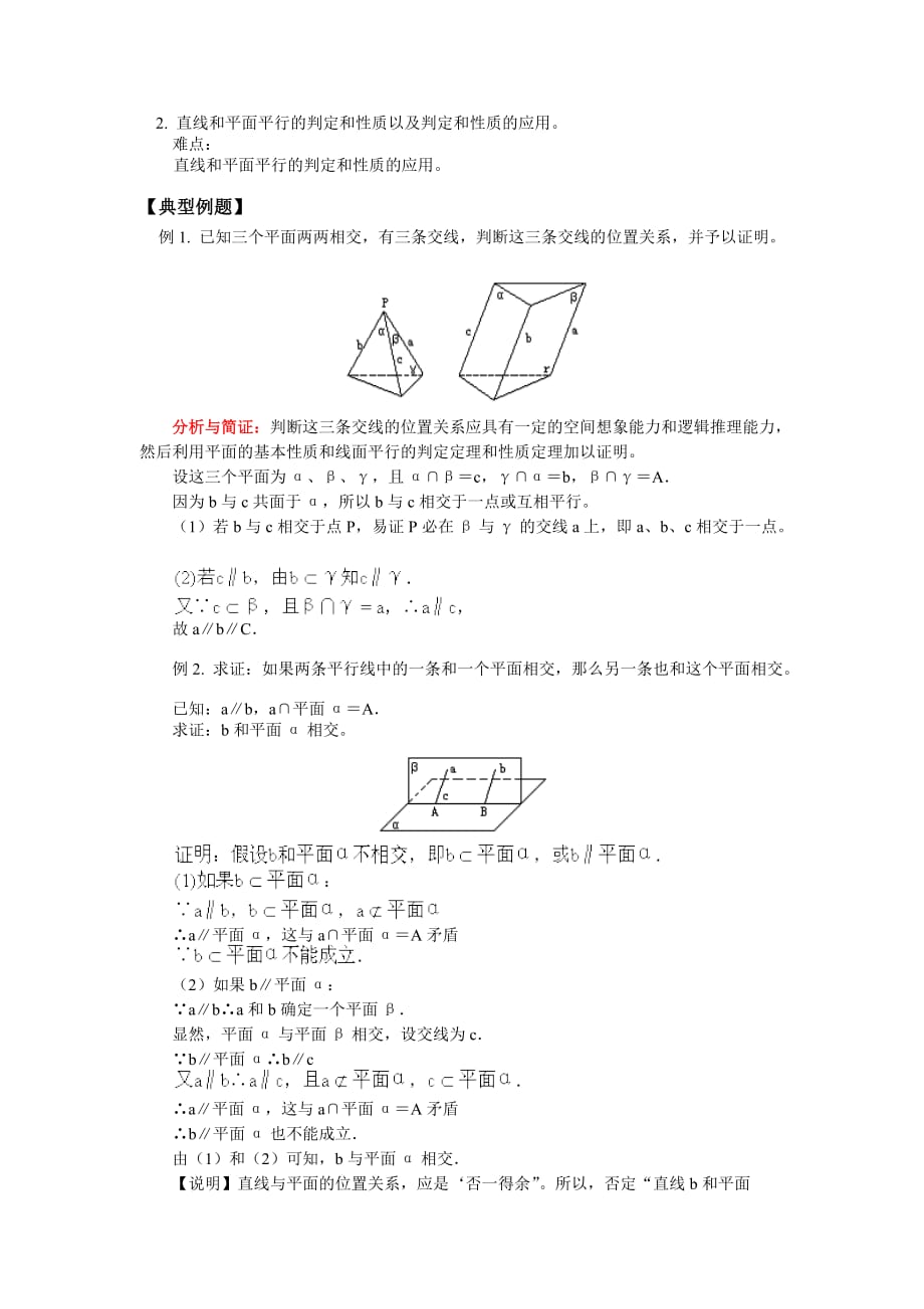 高二数学直线和平面平行人教版知识精讲（通用）_第2页