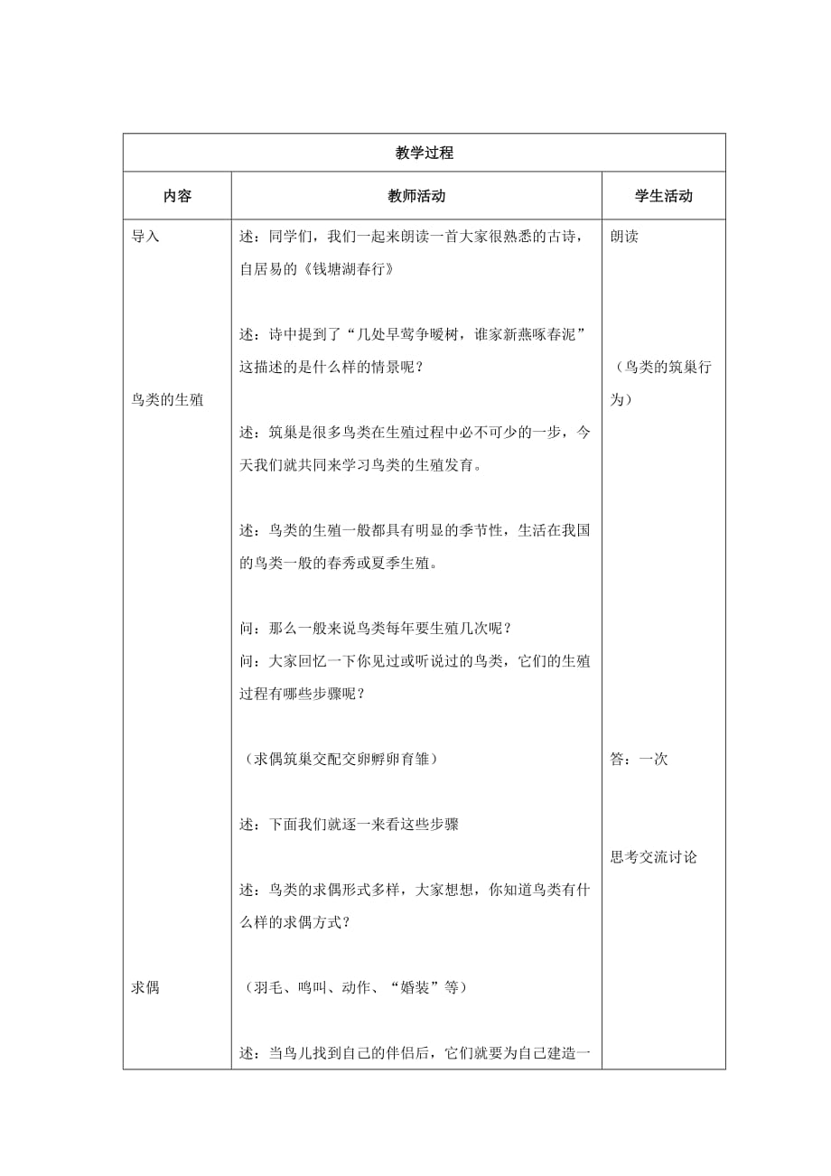 八年级生物上册 2.3鸟类的生殖和发育教学案 济南版_第2页