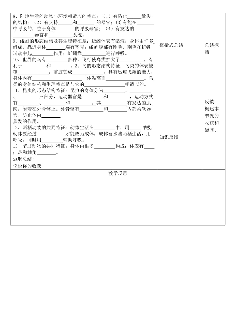 八年级生物上册 5.1各种环境中的动物复习学案（无答案） 人教新课标版_第2页