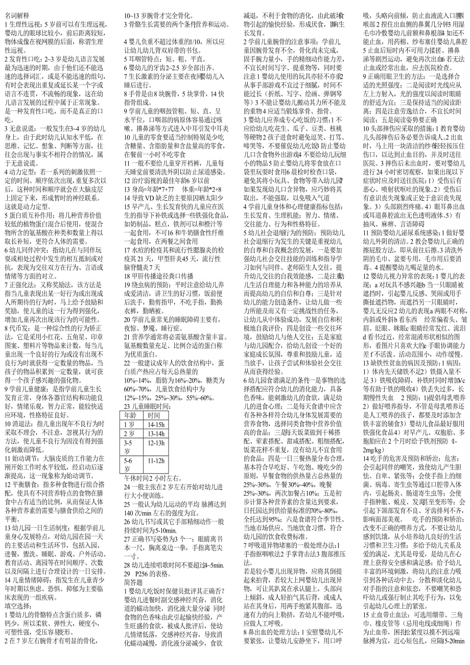 学前儿童卫生学复习资料.doc_第1页