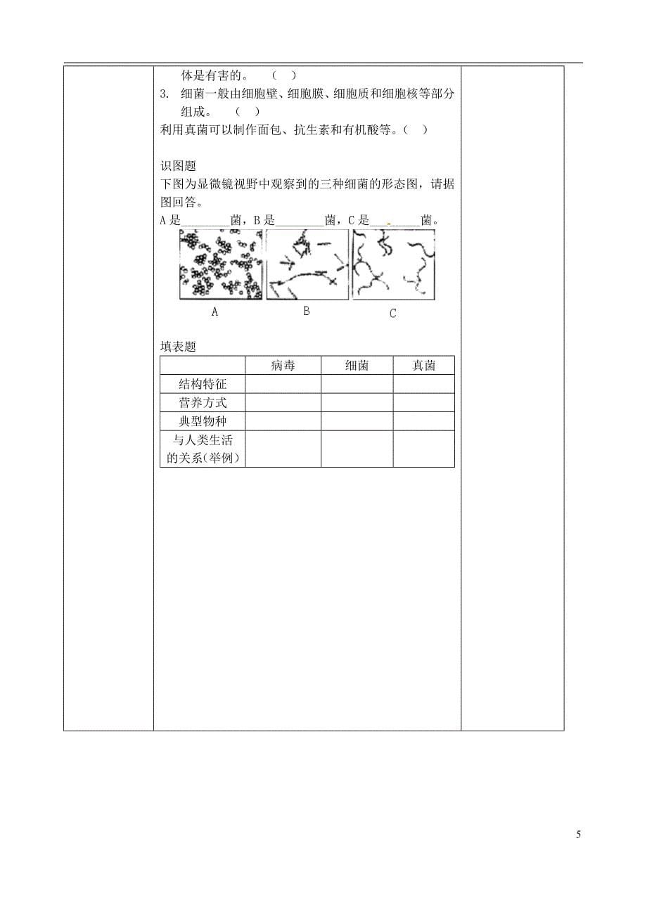 江苏省盐城市中兴实验学校八年级生物下册《22.4 神奇的微生物》教学案 苏教版.doc_第5页