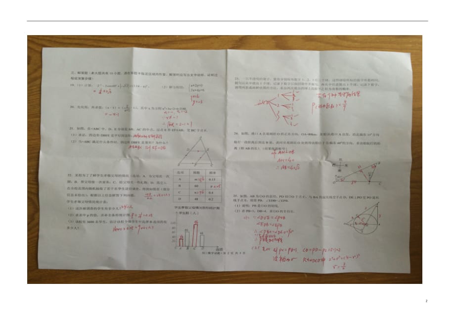 江苏省盐城市初级中学九年级数学第二次模拟试题（扫描版）_第2页