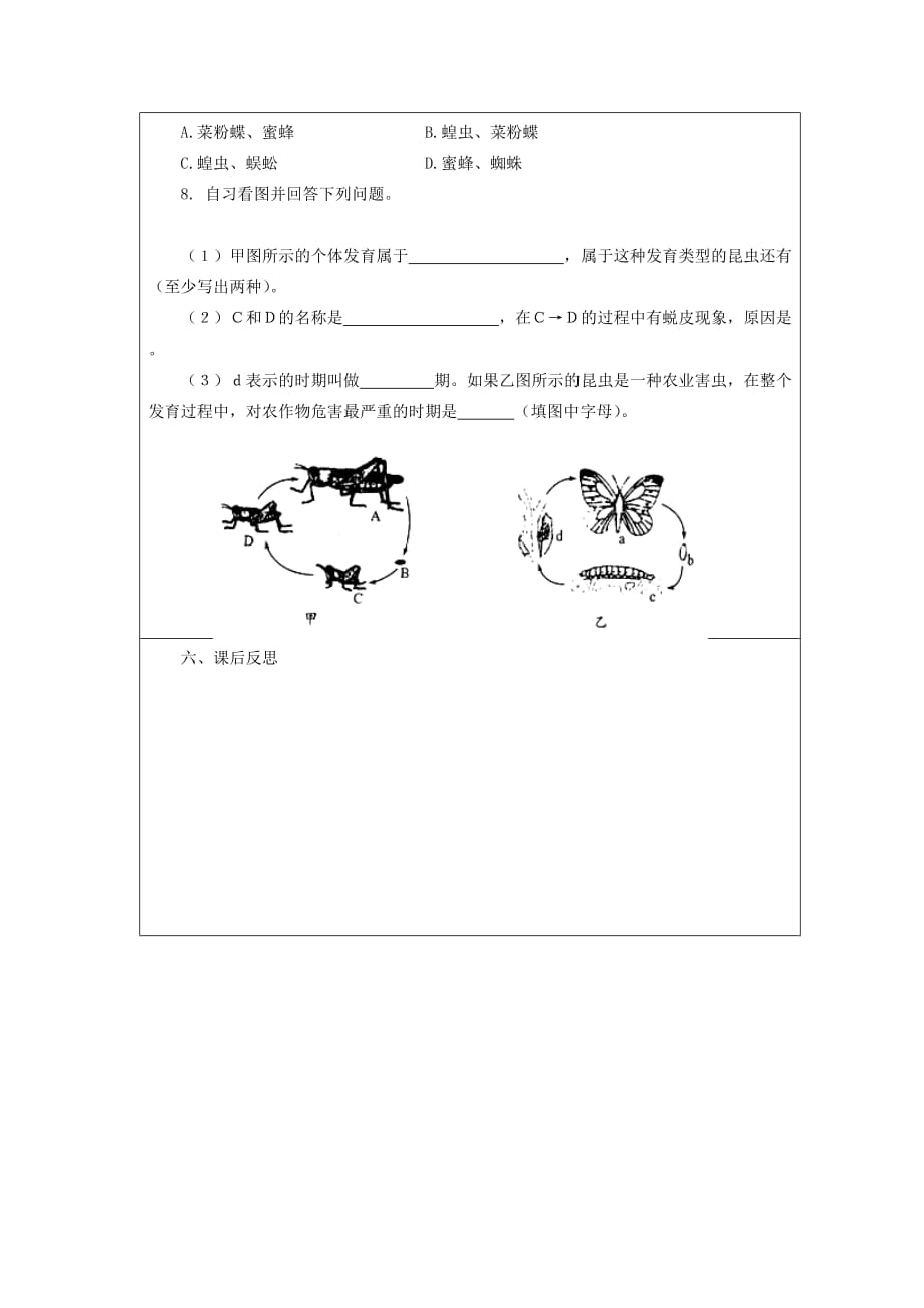 云南省麻栗坡县董干中学八年级生物下册 第二十一章 第五节 鸟类的生殖与发育导学案（无答案） 苏教版_第3页