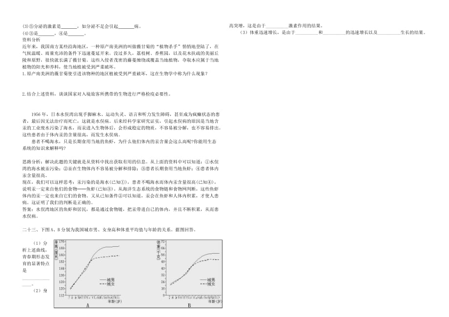 2020学年中考生物 七下 复习资料 识图题（无答案）_第4页