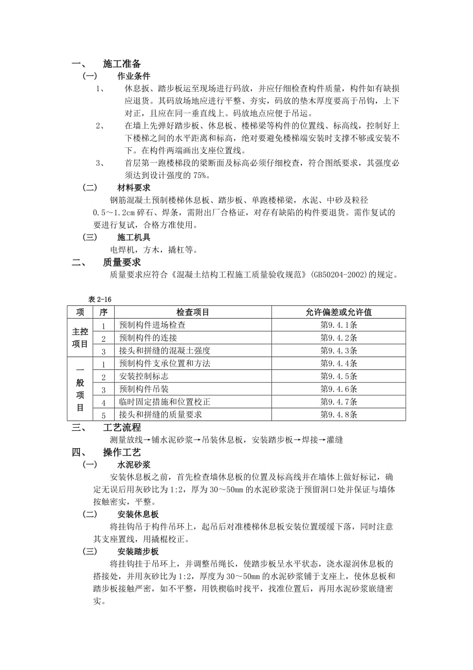 20预制楼梯安装工程-技术交底_第1页