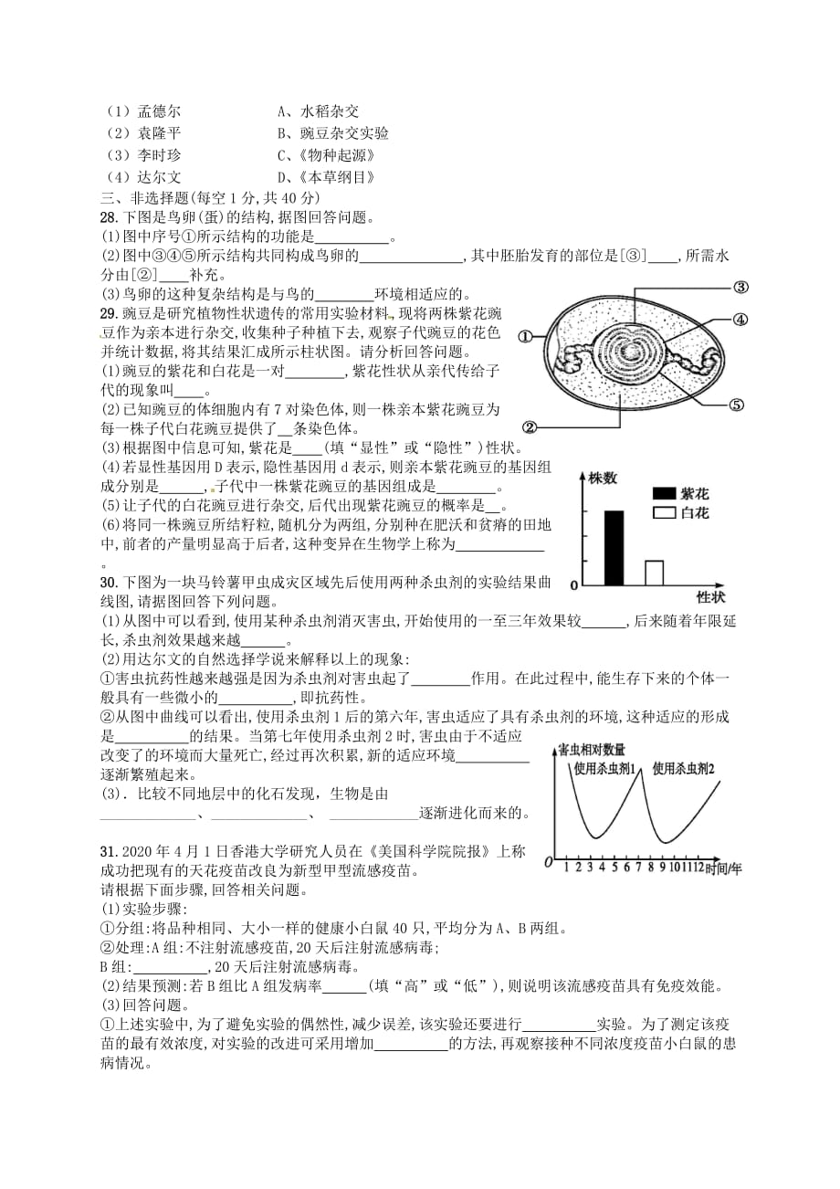 湖南省武冈市第三中学八年级生物下学期综合练习题（无答案） 新人教版_第3页