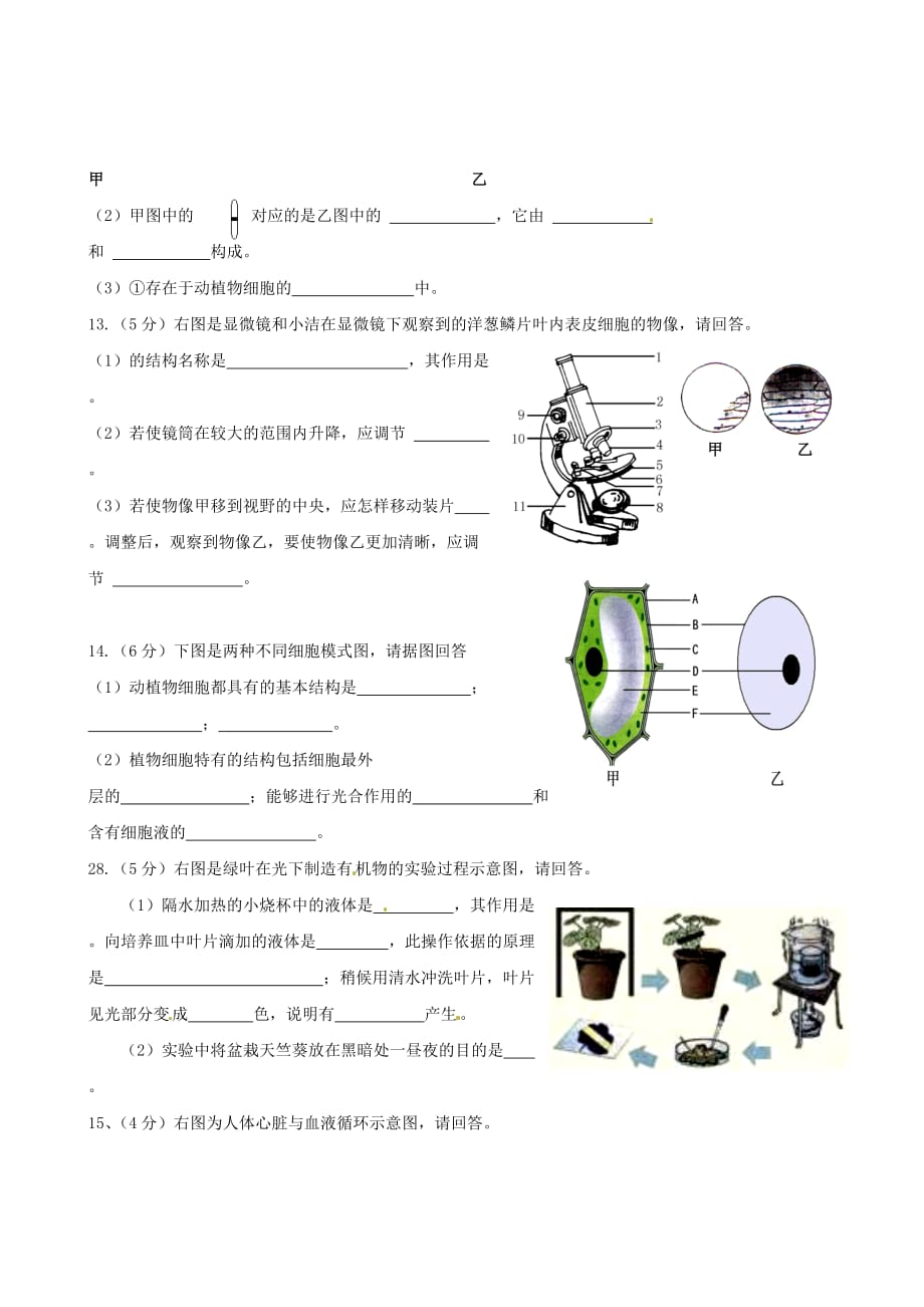 江苏省盐城市名校2020年中考生物二轮模拟题3（无答案）_第3页