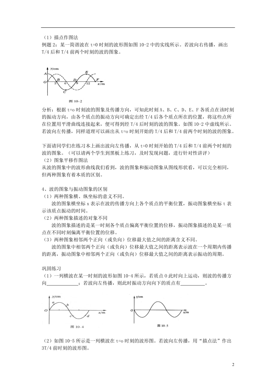 山东省成武一中高中物理12.2波的图象教案新人教版选修3-4_第2页