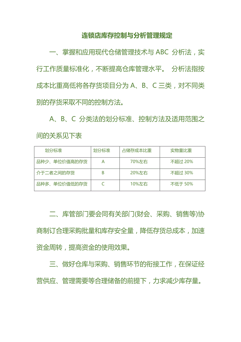 连锁店库存控制与分析管理规定_第1页