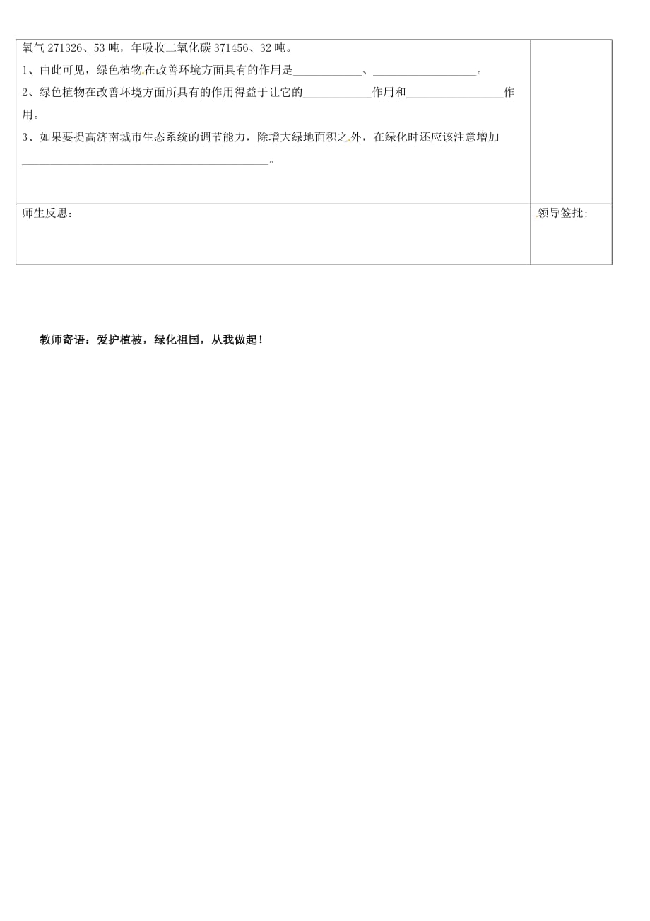 河北省围场满族蒙古族自治县半截塔镇中学七年级生物上册 3.6 爱护植被绿化祖国教学案（无答案）（新版）新人教版_第2页