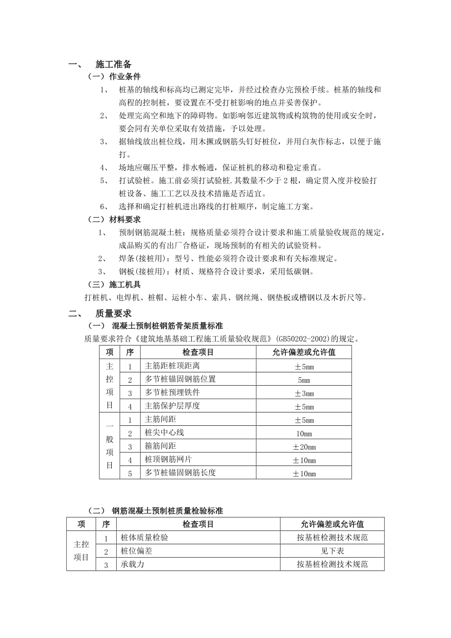 11钢筋混凝土预制桩工程-技术交底_第1页