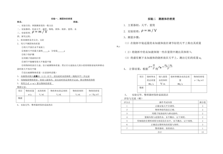 密度测量实验报告.doc_第1页