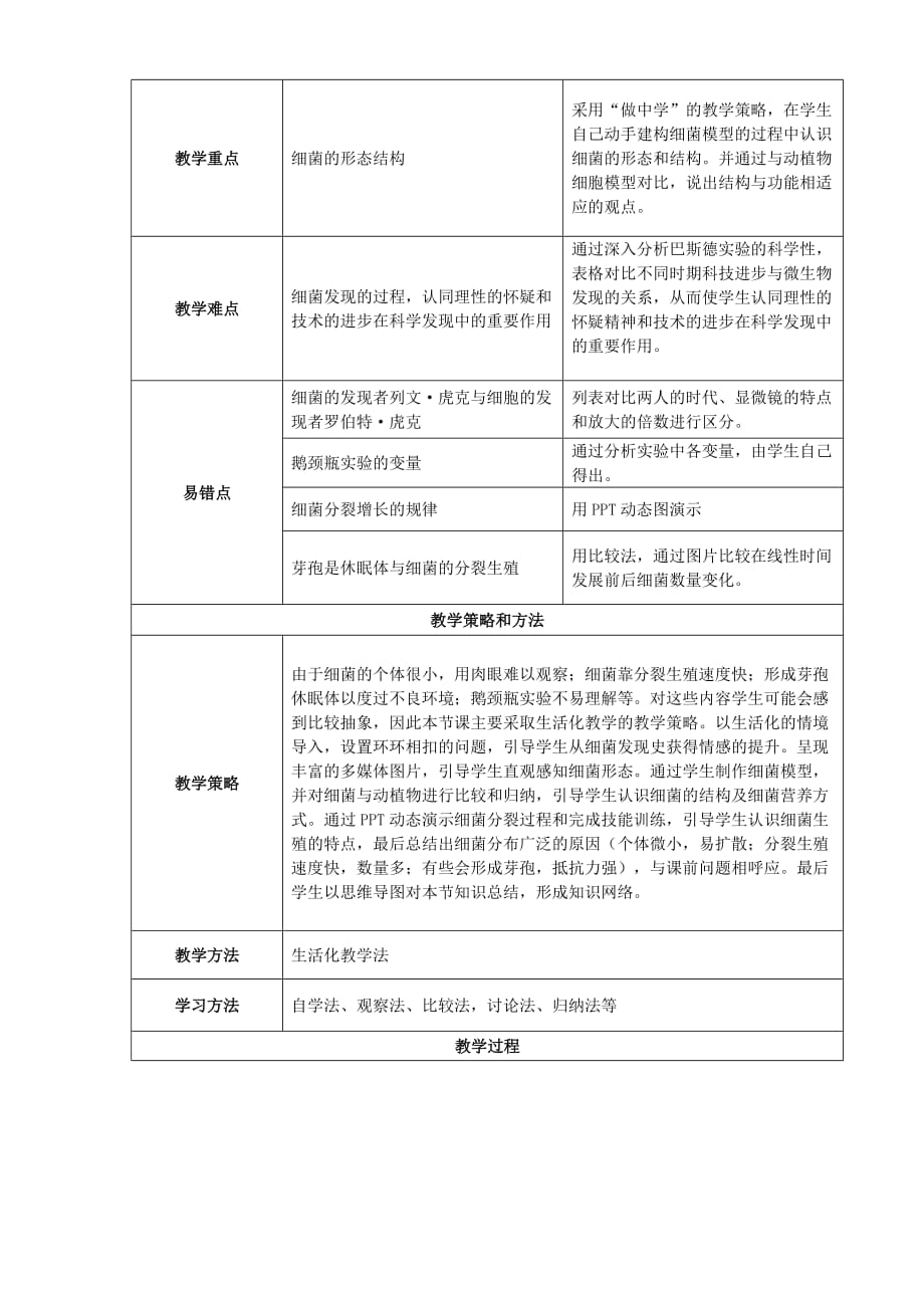 八年级生物上册 5.4.2 细菌教学设计 （新版）新人教版_第2页