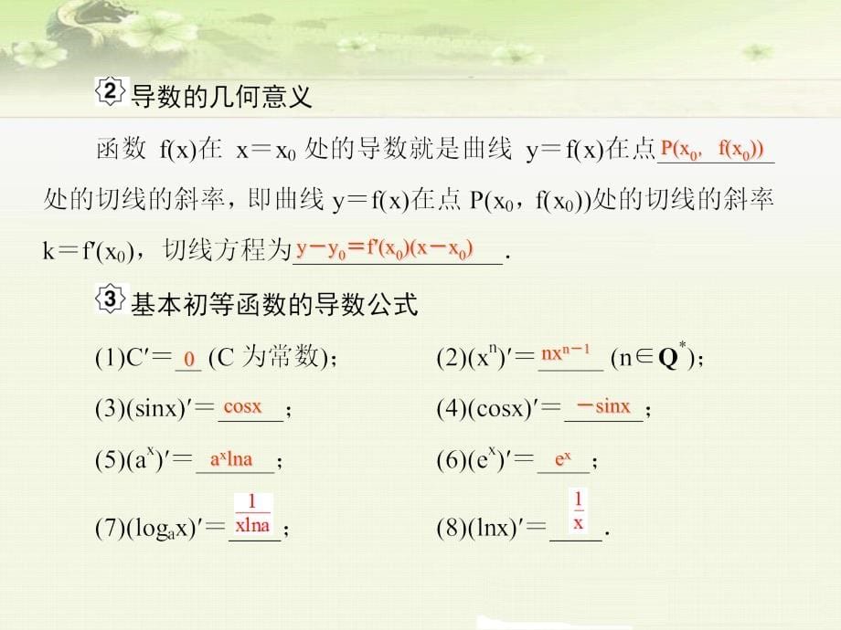 高考数学（文科）总复习：导数的概念及运算_第5页