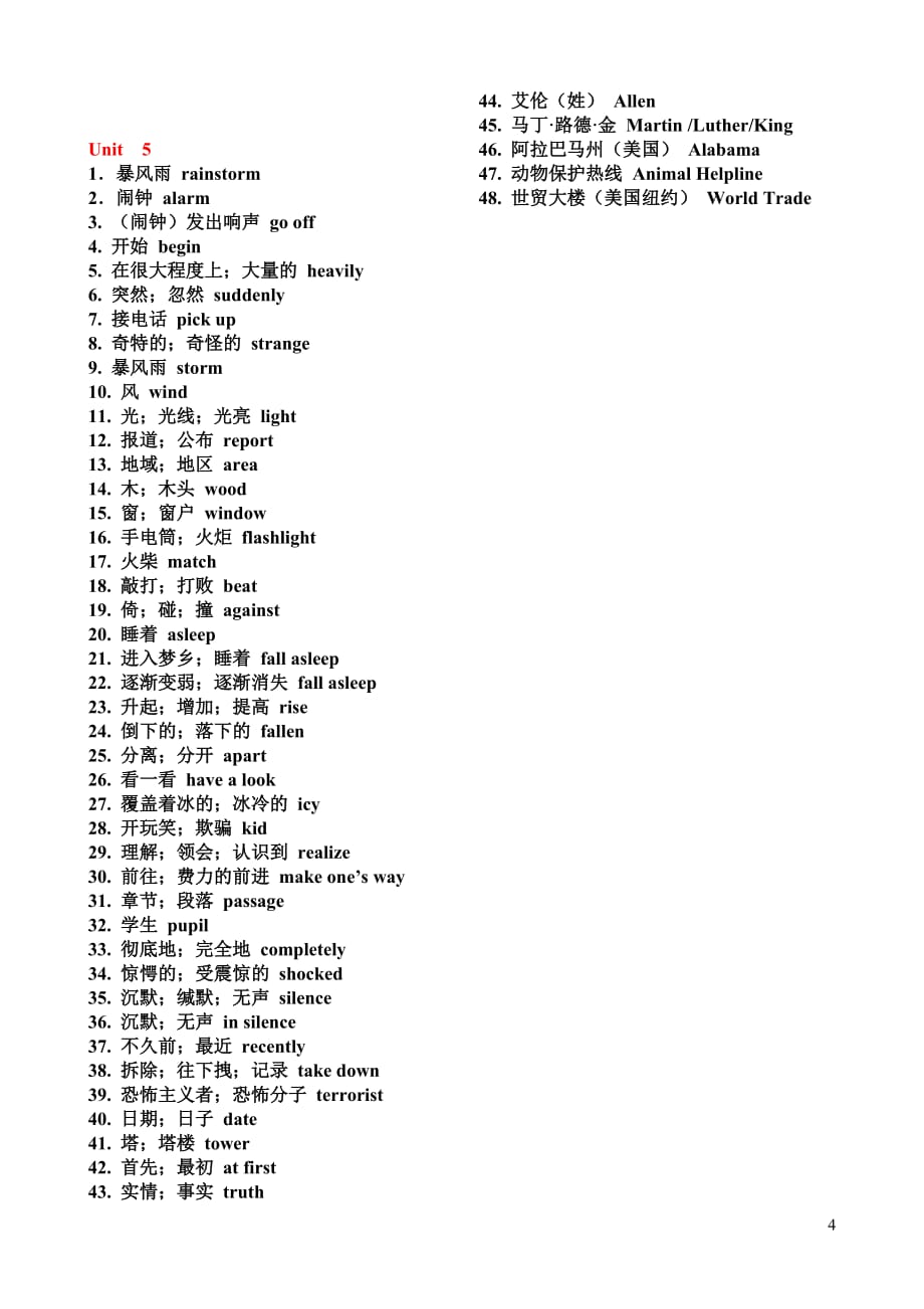 2019人教版八年级下册英语单词汇总表中英对照版.doc_第4页