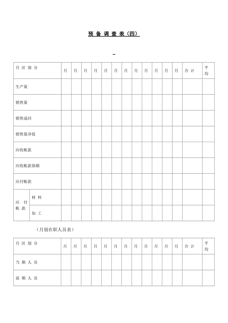 202X年预备调查管理表四_第1页