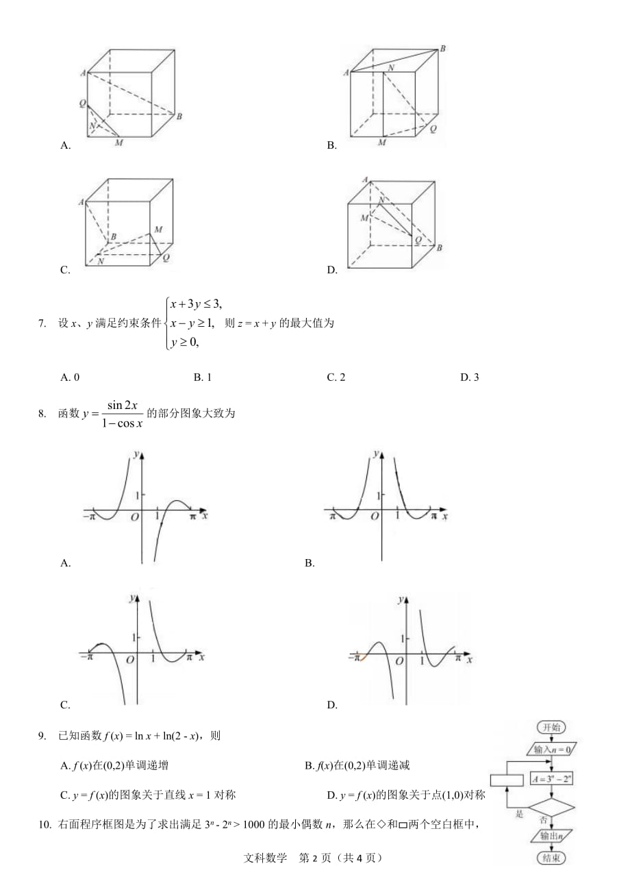 2017年高考全国一卷文科数学试卷.doc_第2页