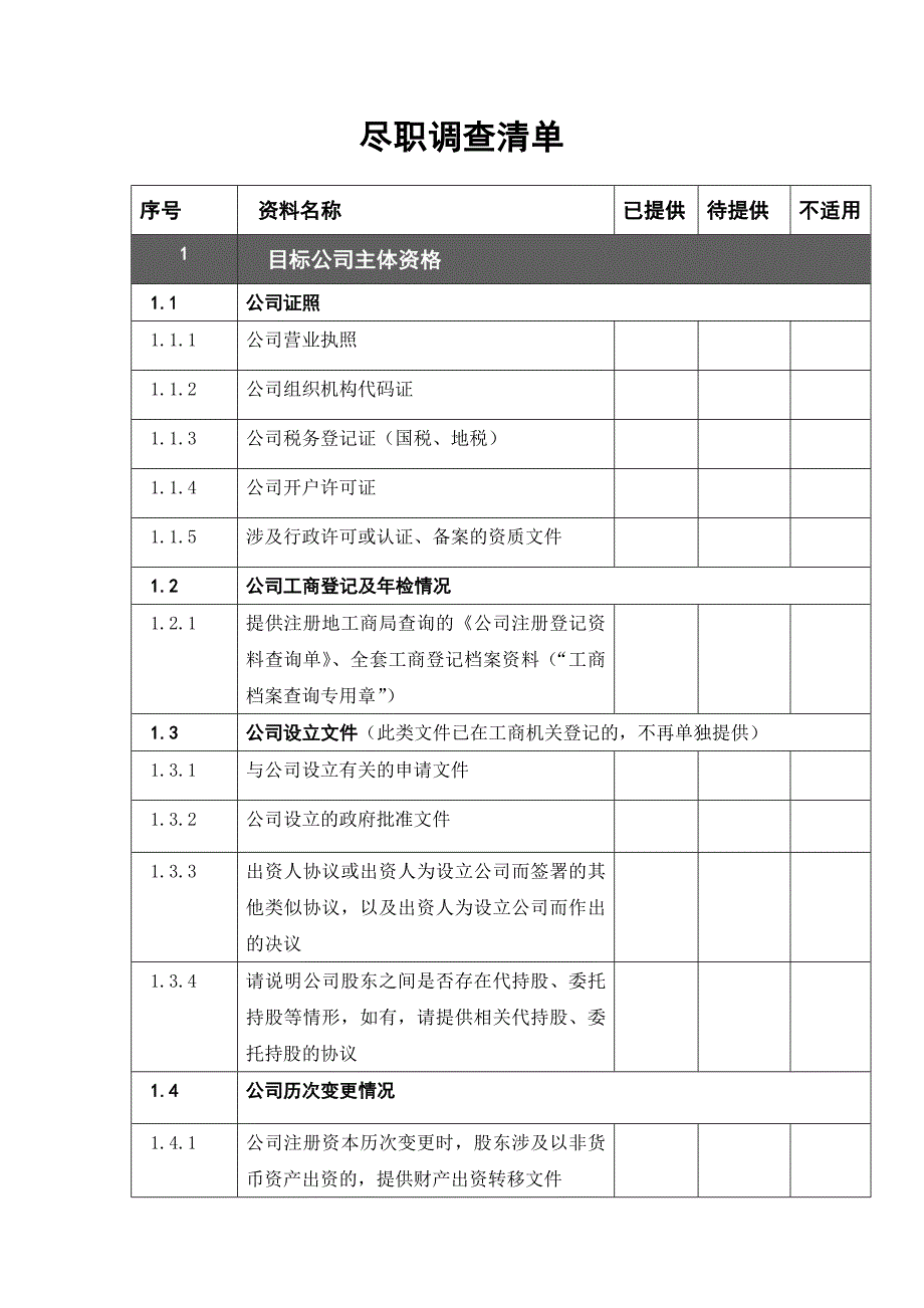 尽职调查清单(矿).doc_第1页