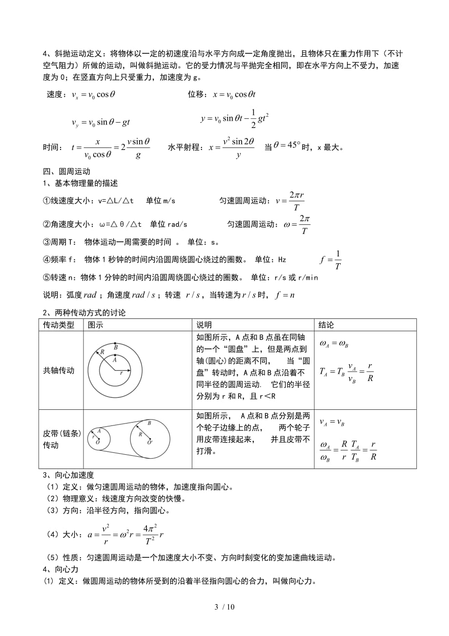 高一物理曲线运动知识点总结材料_第3页