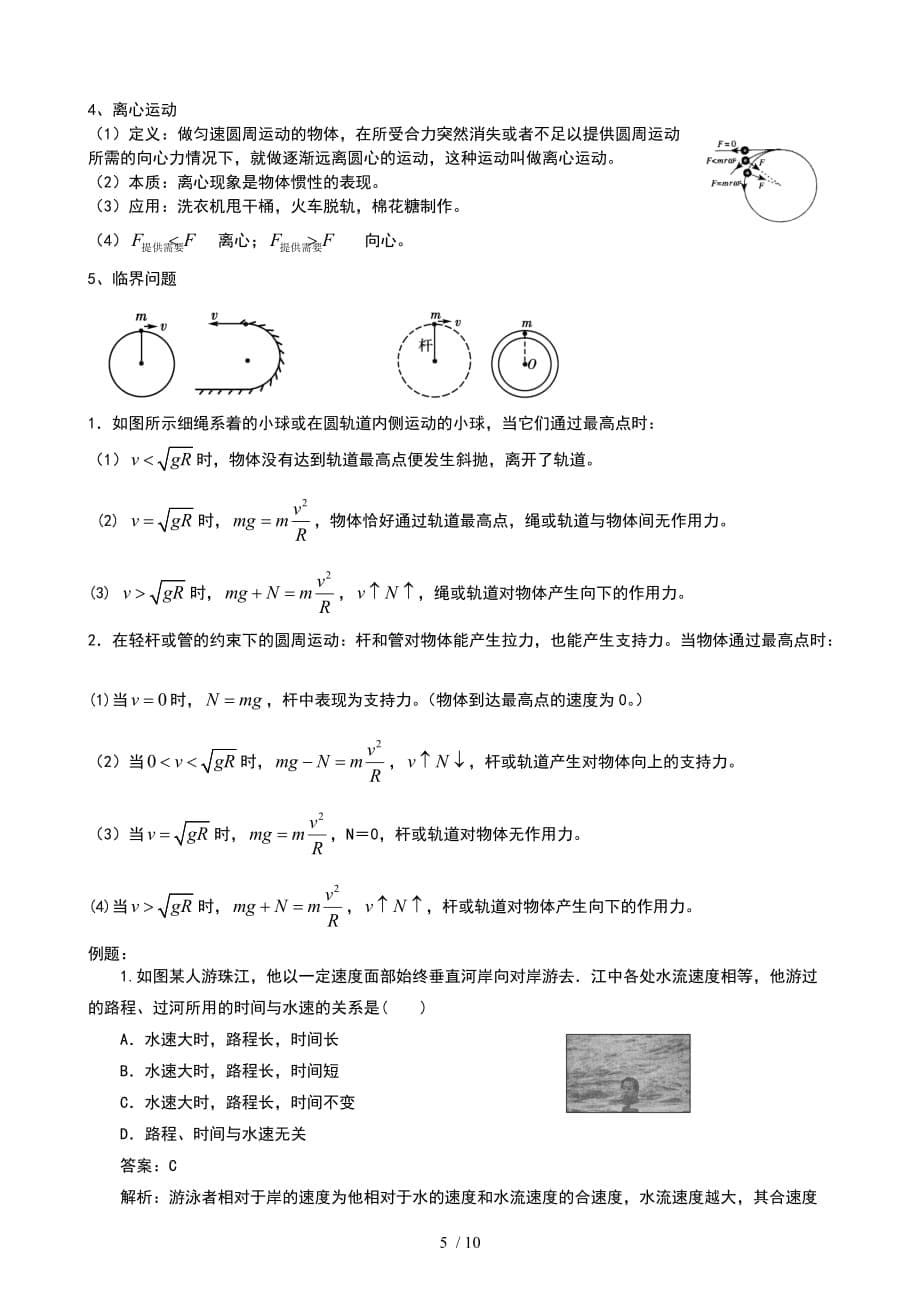 高一物理曲线运动知识点总结材料_第5页