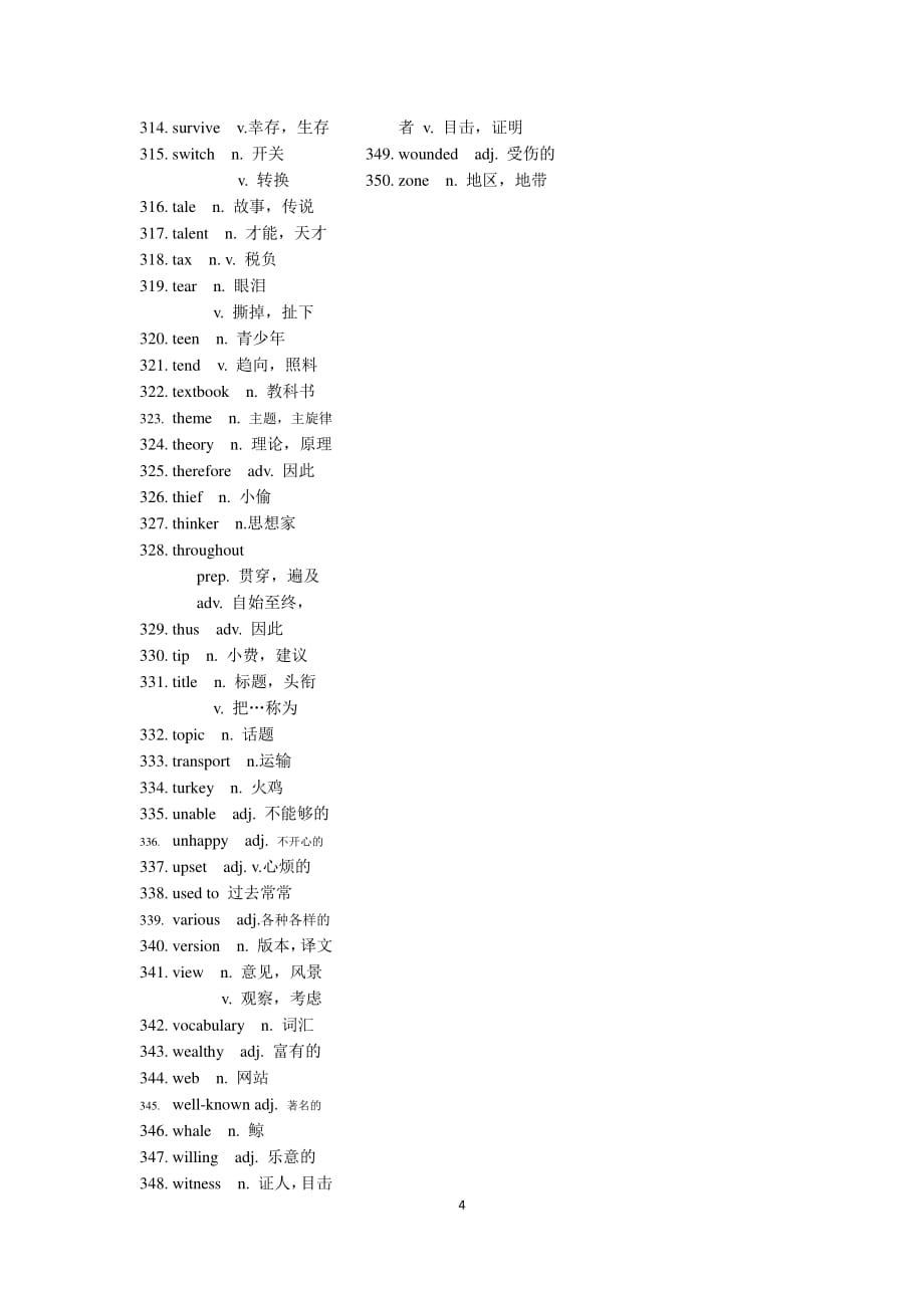 2018温州英语中考词汇表2 中英对照版.pdf_第4页