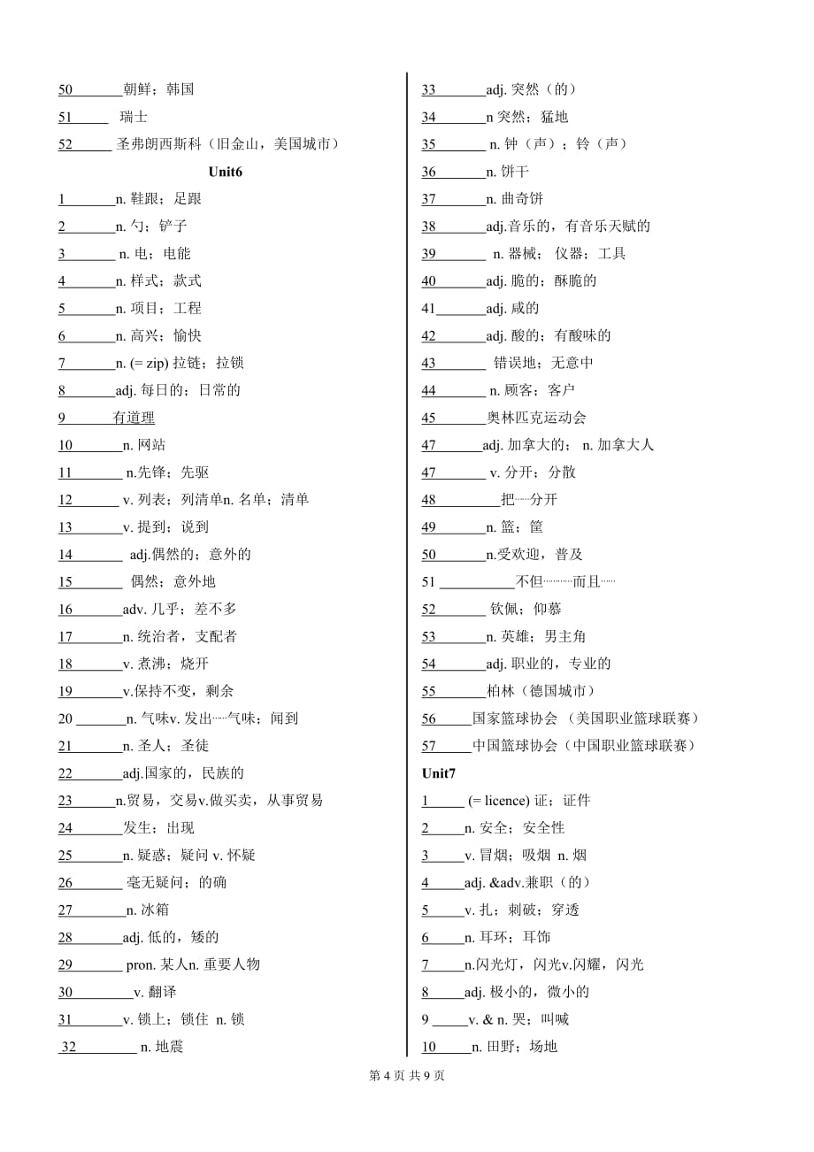 2015年新目标九年级英语单词默写表.doc_第4页