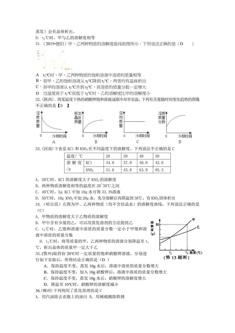 2019-2020年中考化学试题分类汇编——溶液.doc_第5页